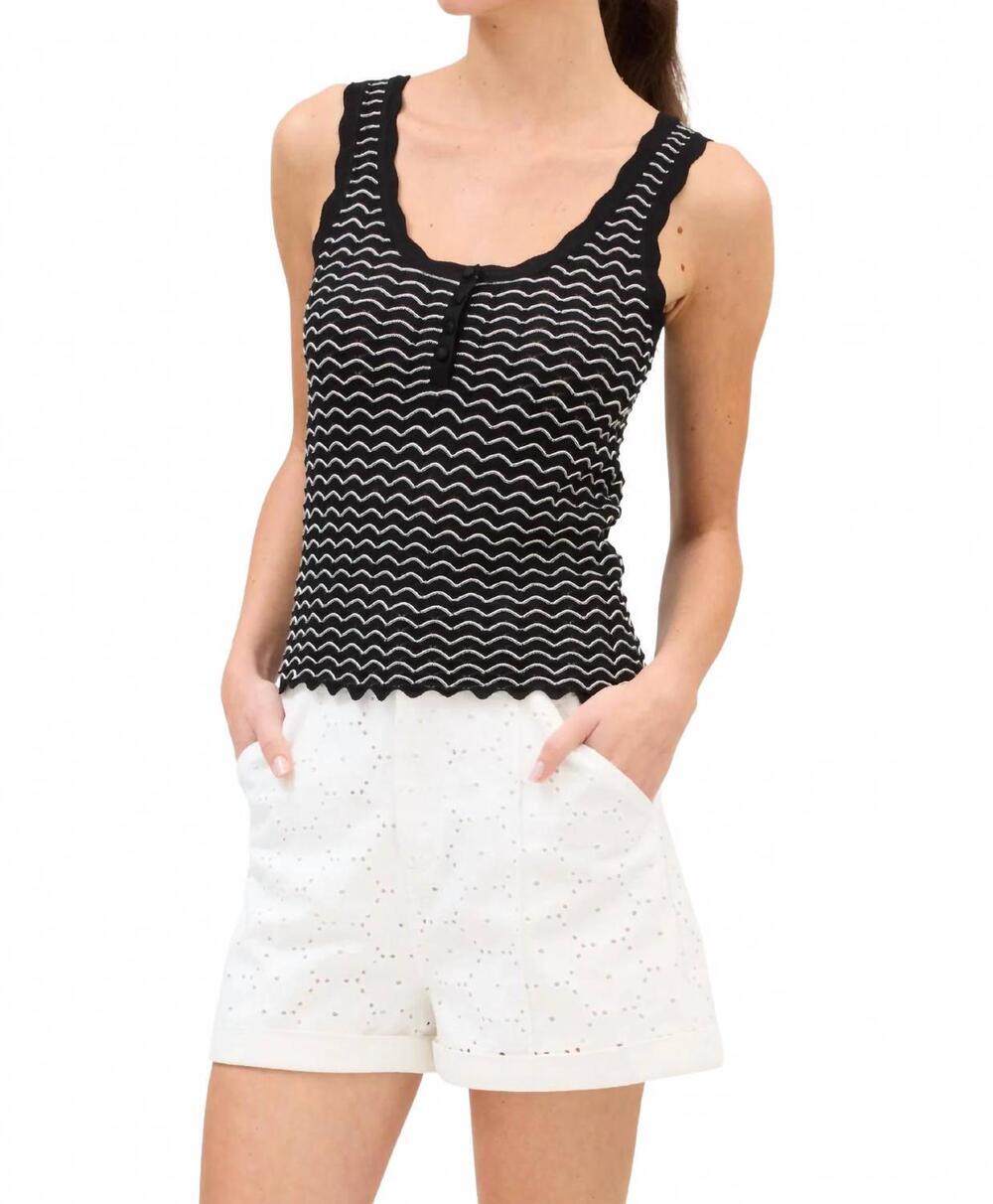 NEW ALLISON NEW YORK arielle knit tank in black/ivory